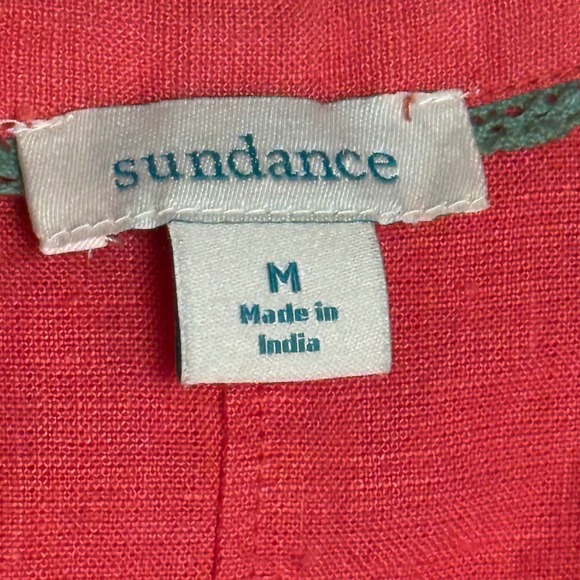 Sundance Coral Linen Short Sleeve Button Up Shirt Women's M - Picture 5 of 8